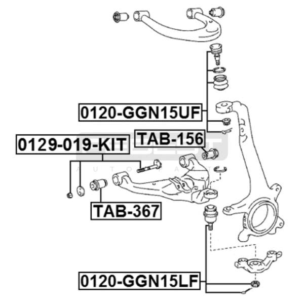 KIT TORNILLO EXCENTRICA DELANTERO MESETA FORTUNER HILUX 2006-2015